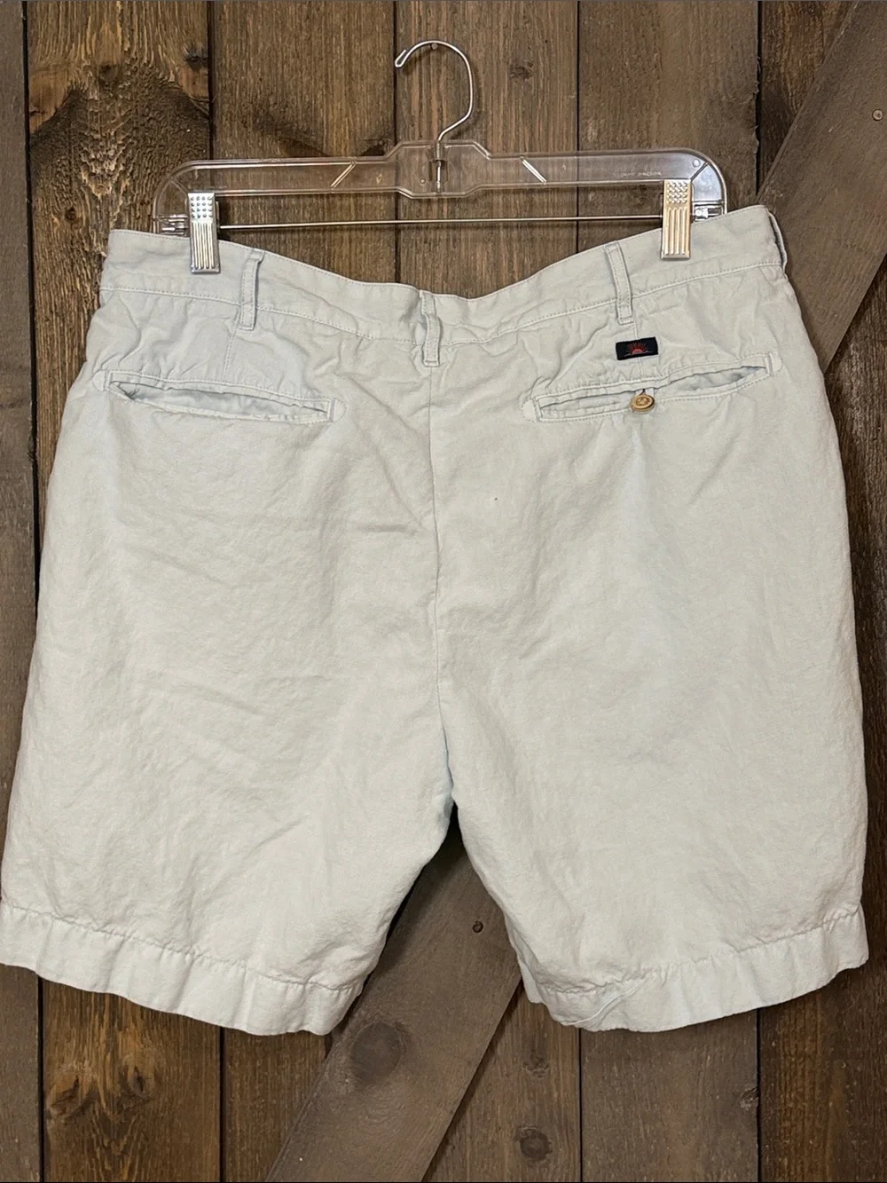Faherty Linen Cotton Blend Shorts Mens 34 Blue Chino Coastal Beach Casual Summer